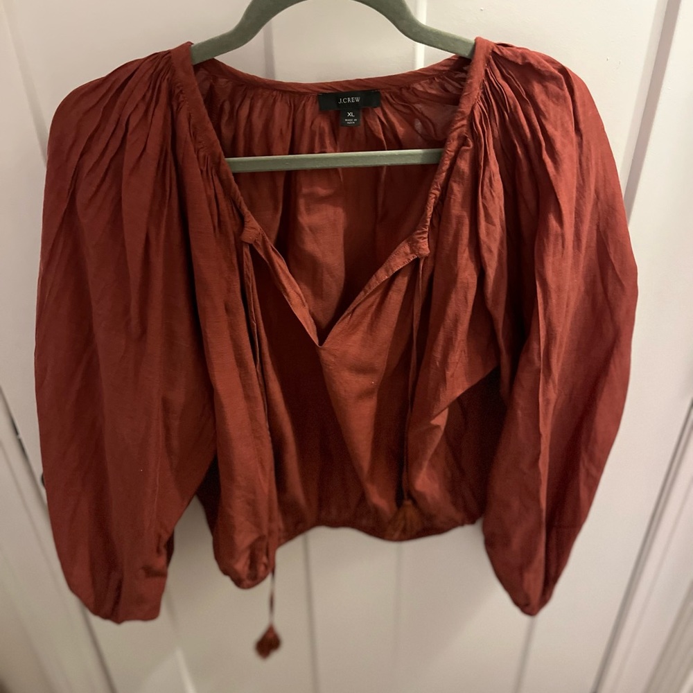 JCrew Crop Long Sleeve Blouse